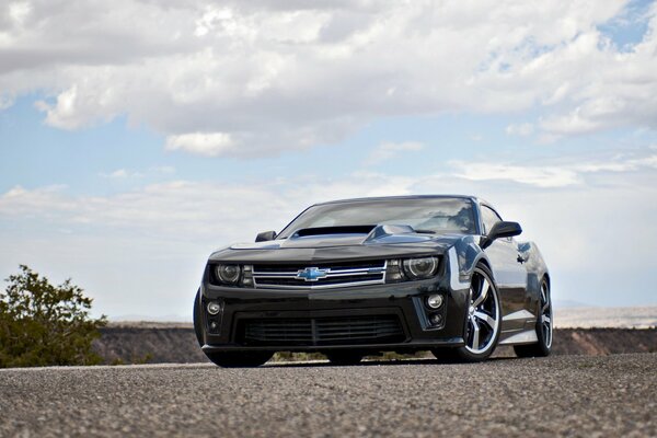 Tuned Chevrolet camaro in black