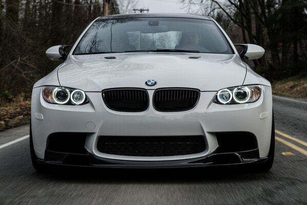 Angry front of a white bmw