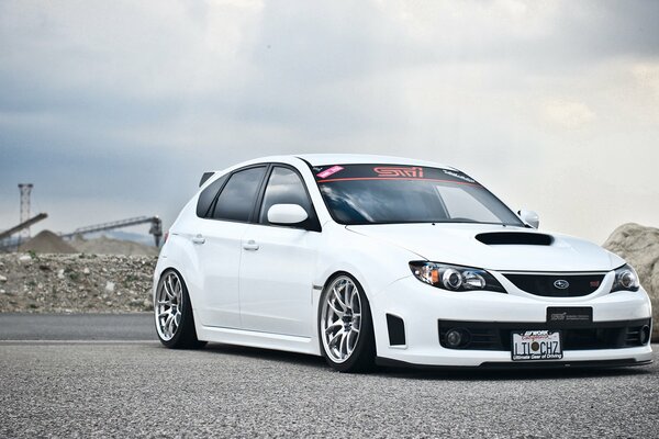 White subaru impreza cool