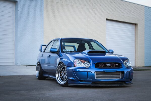 Subaru impreza blue car