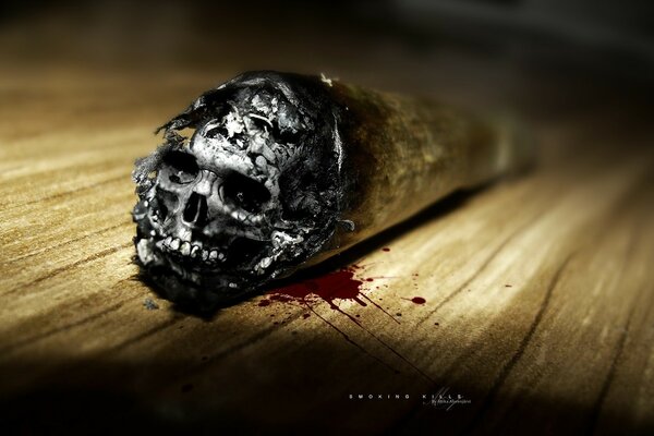 Cigarette. Death for a man. Ash