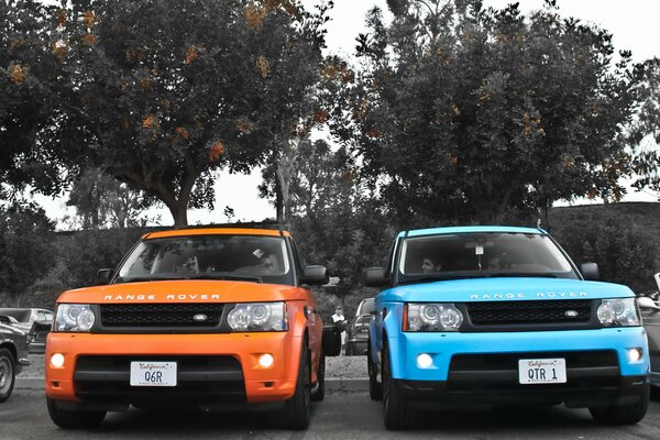 Jeep sport nel colore blu e arancione