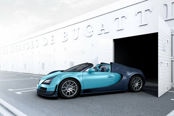 Coche Bugatti en tonos azules