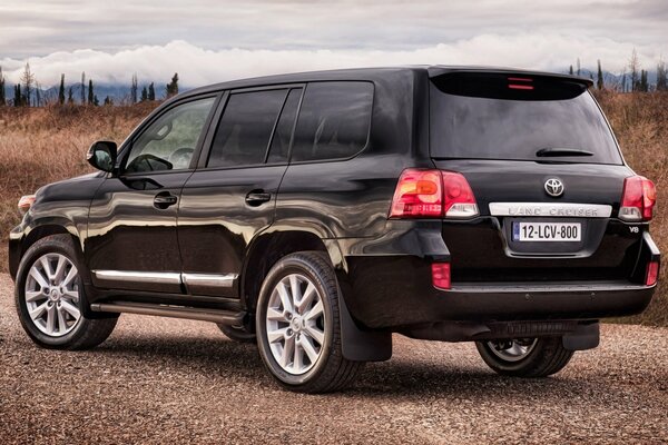 Vista trasera Toyota Land Cruiser color negro