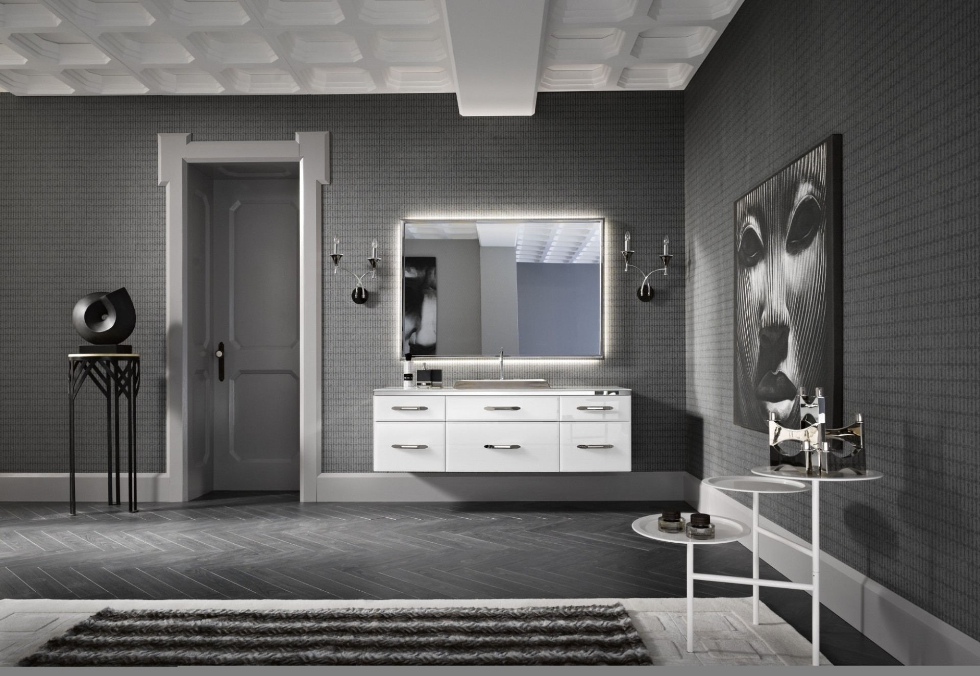 gris salle de bain design noir salon blanc