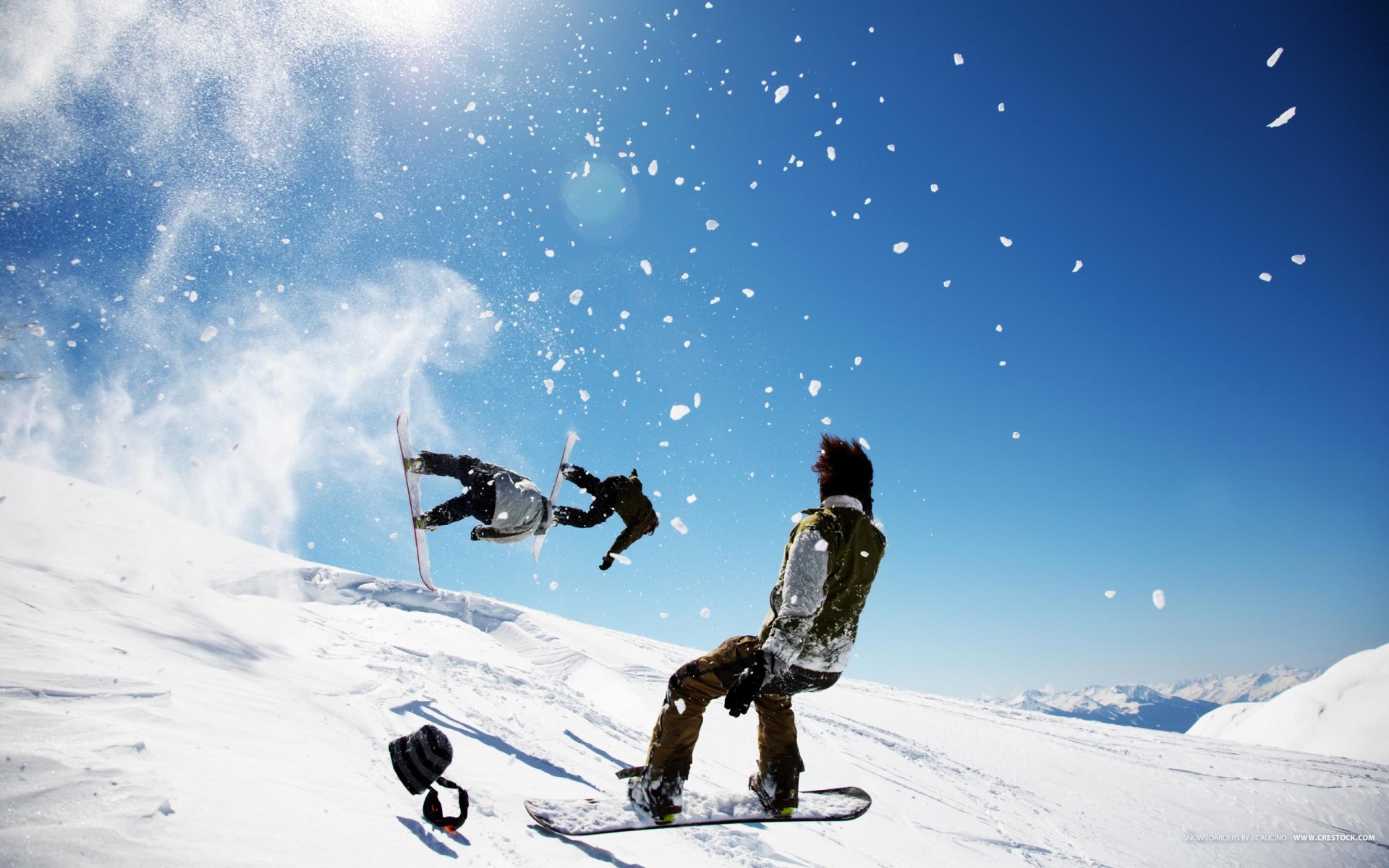 snowboard hiver neige ciel