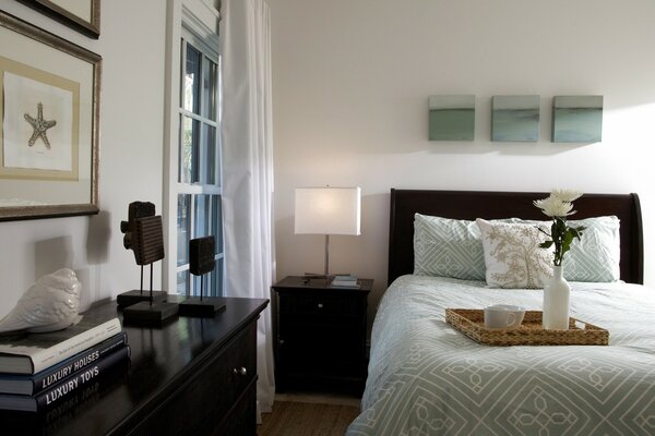 Designer style with a bed and a bedside table