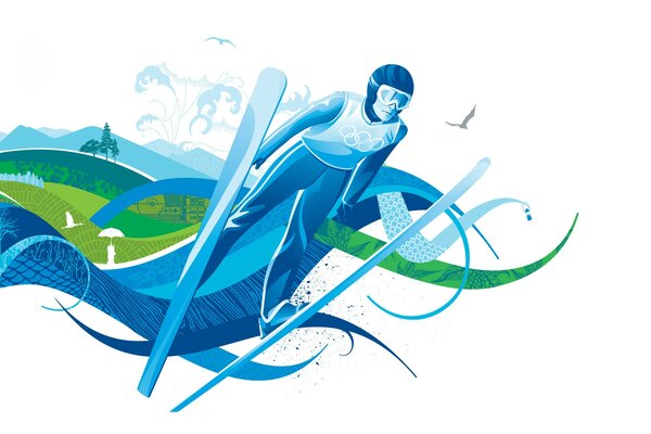 Ski jumping. The Vancouver Olympics. Drawing