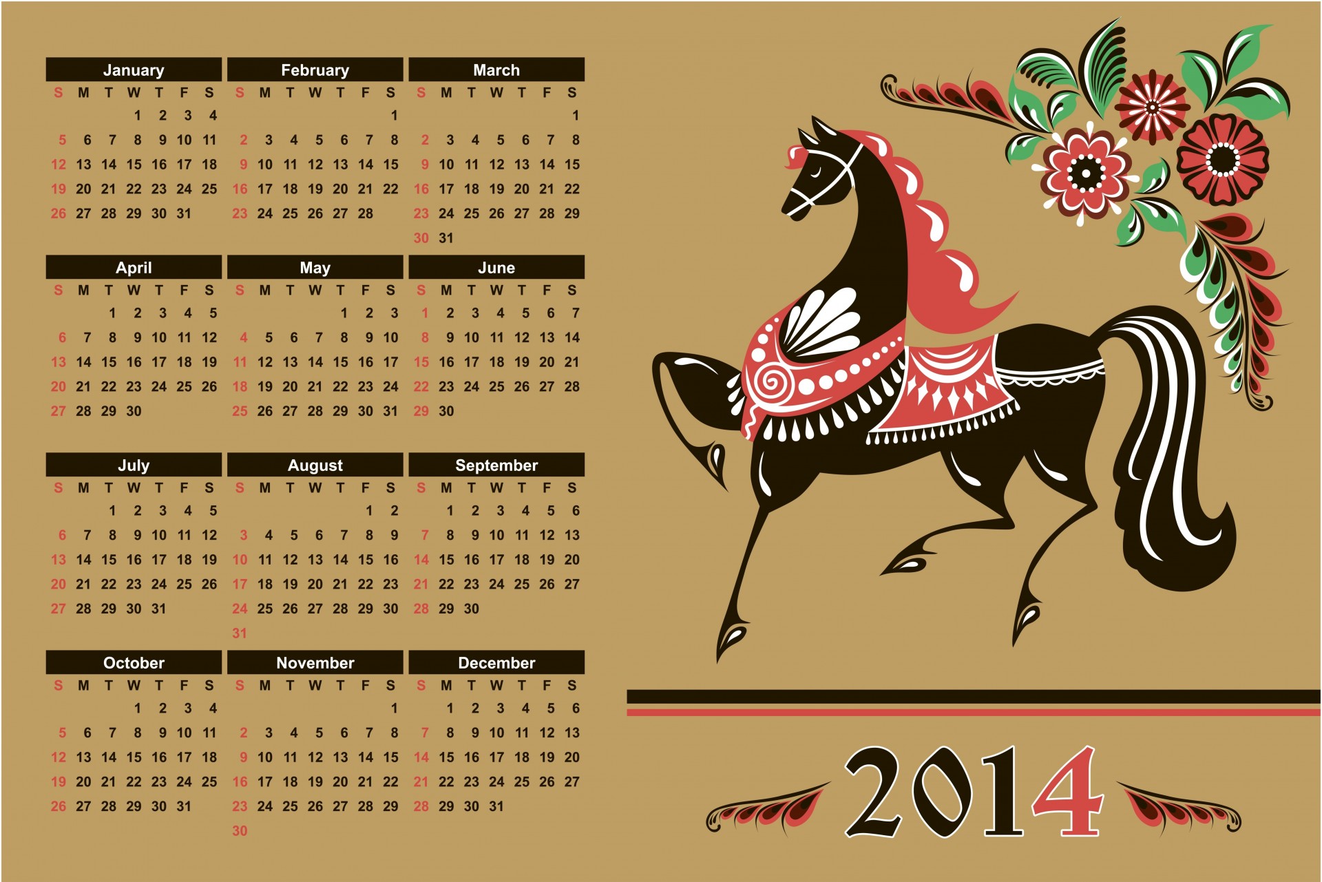 2014 calendar year of the horse