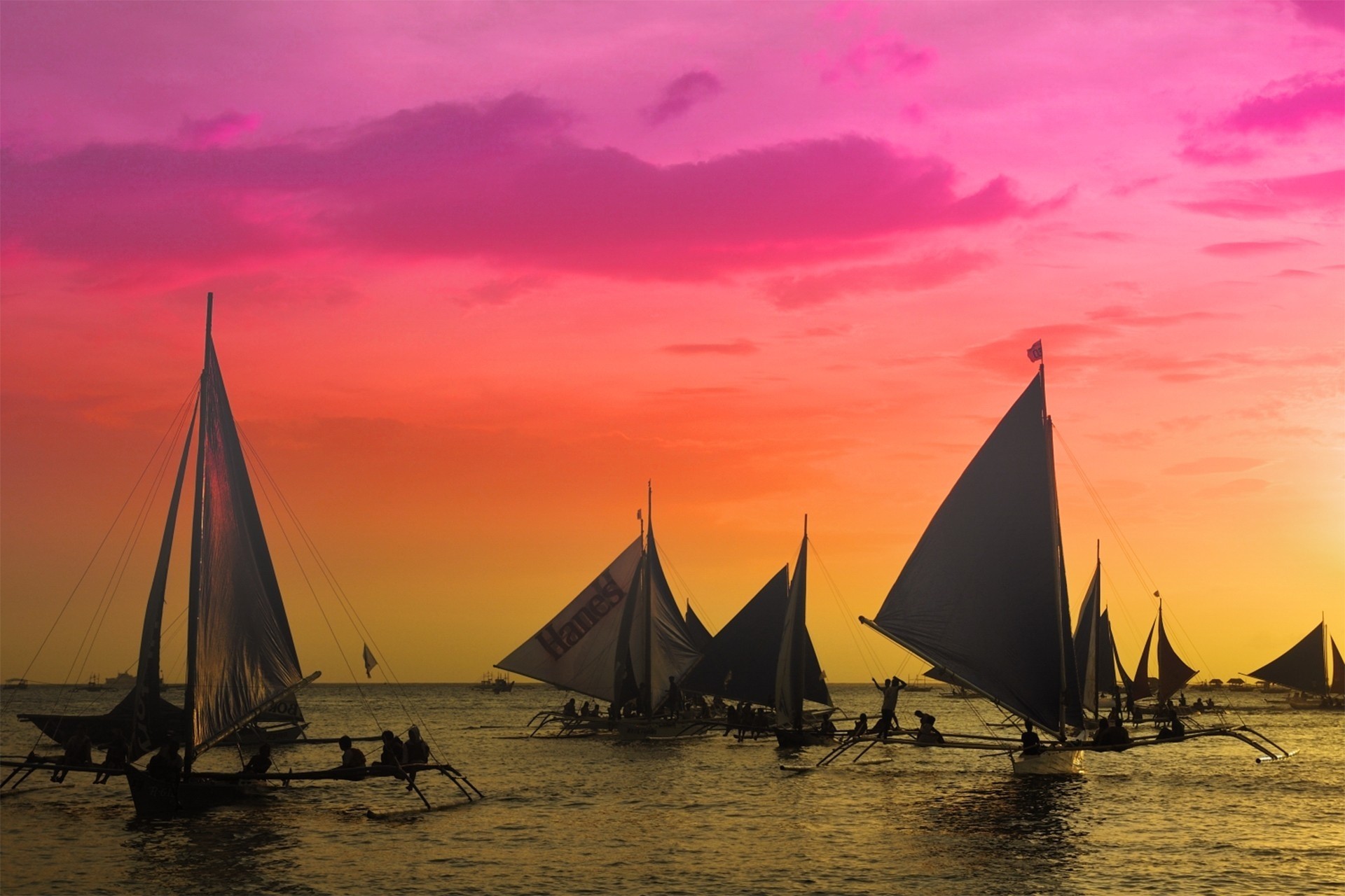 cielo puesta de sol filipinas boracay deporte en movimiento mar