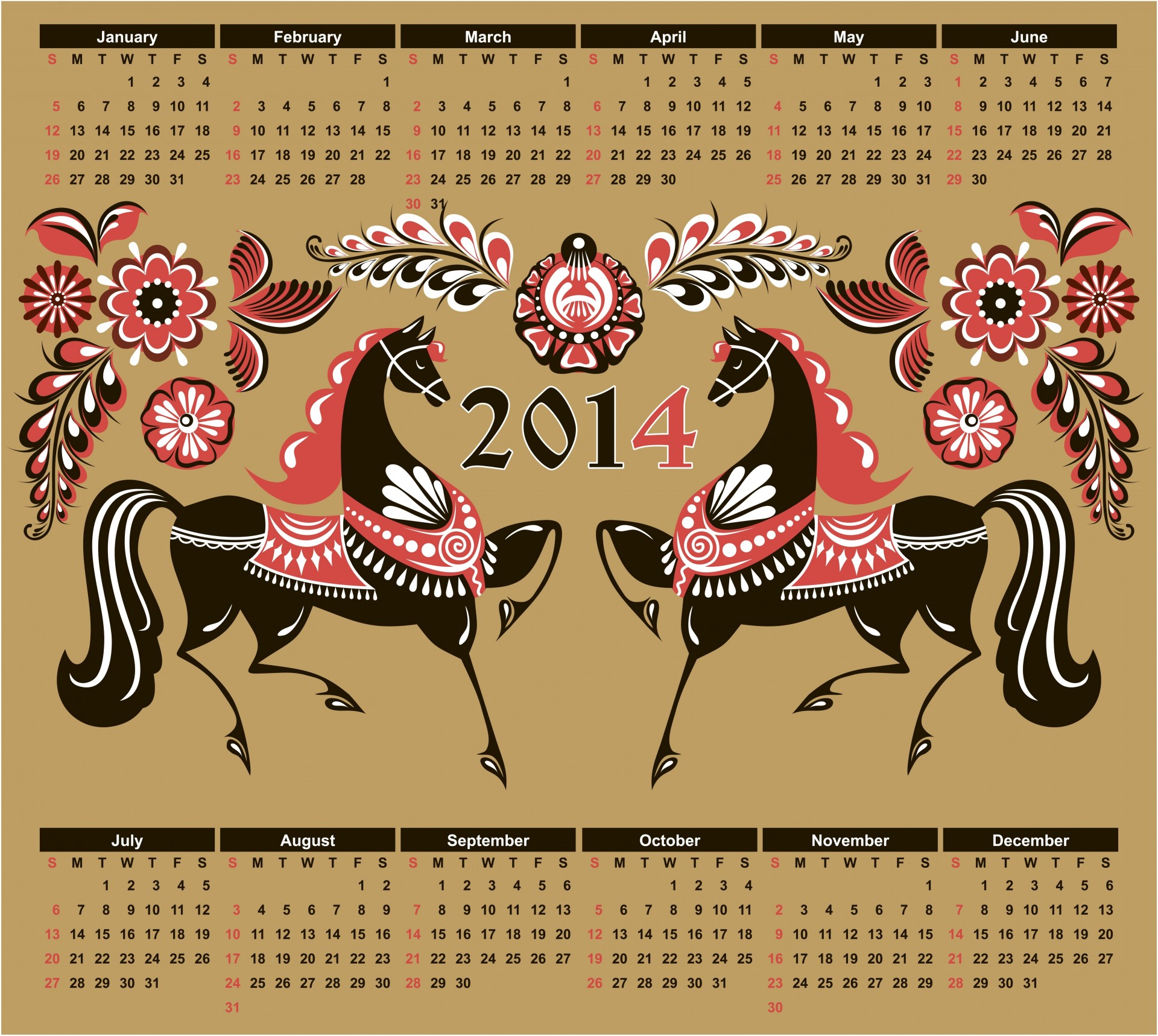 2014 calendar year of the horse