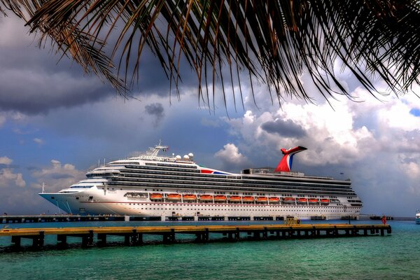 Cruise ship close-up at sea