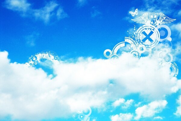 Floating white clouds in a sky-blue sky