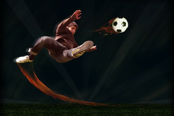 The king of the football game on a dark background