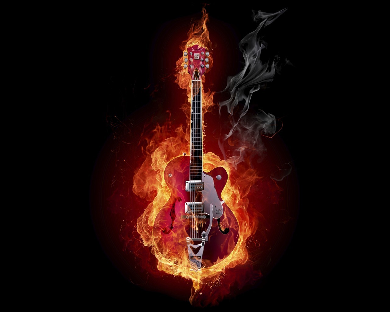 fuoco fumo chitarra