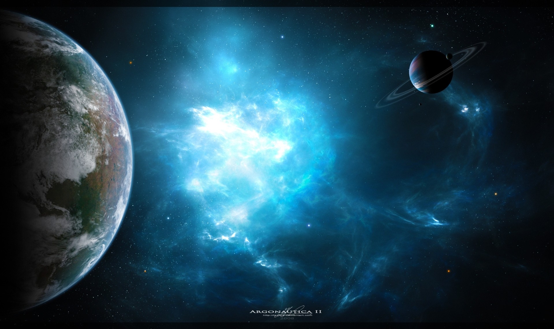 planet space art nebula world