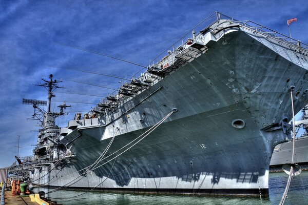 A huge ship on a dock in the USA