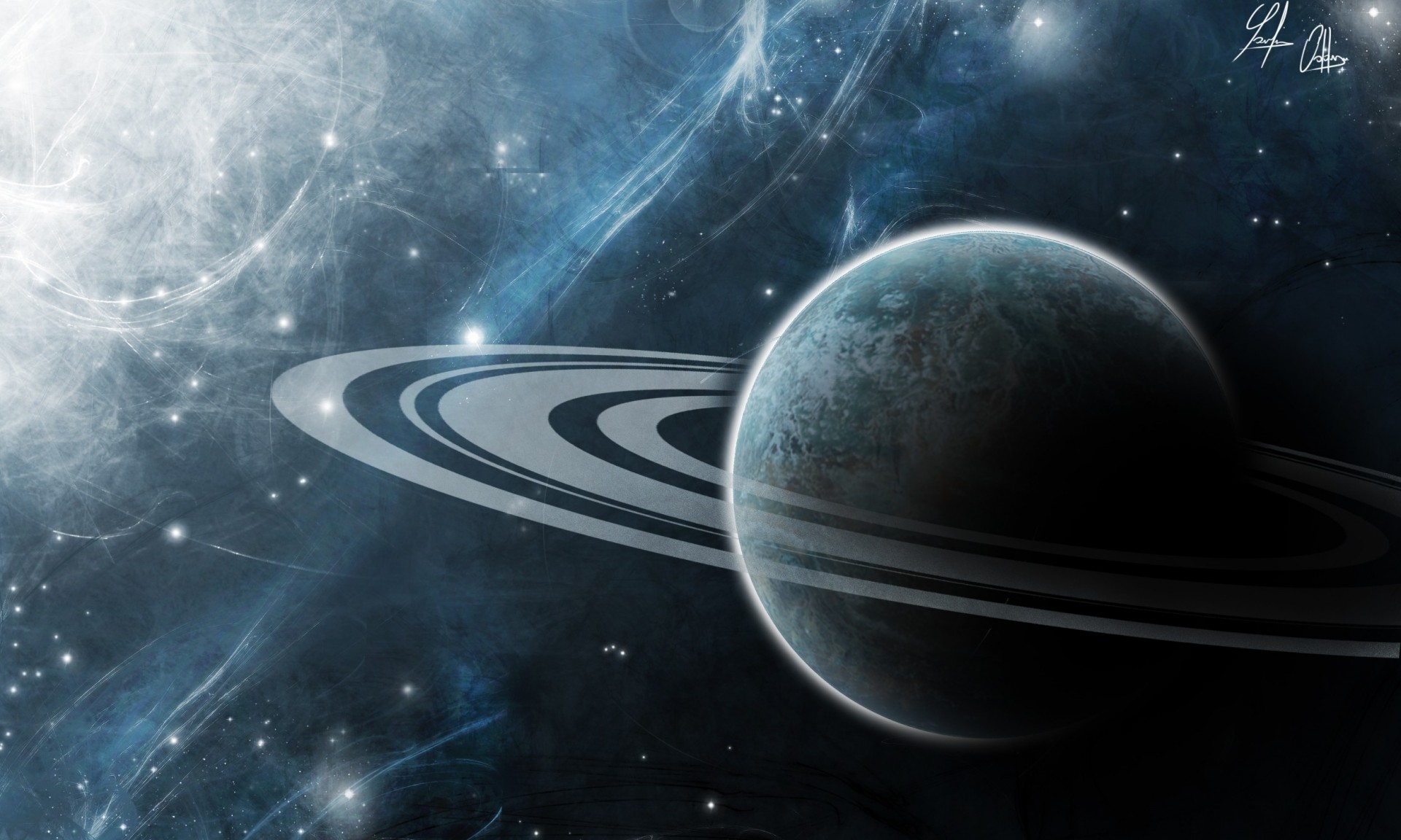 saturne art anneaux univers planète espace