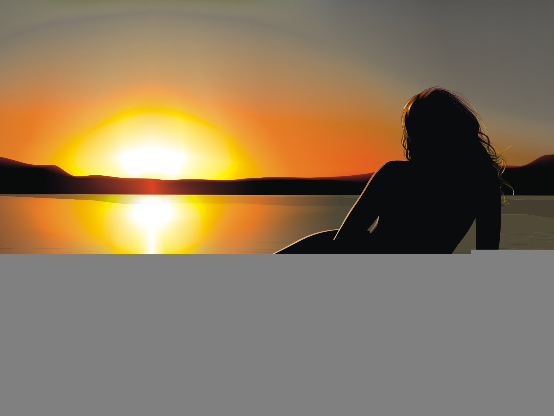 ragazza silhouette tramonto vettoriale