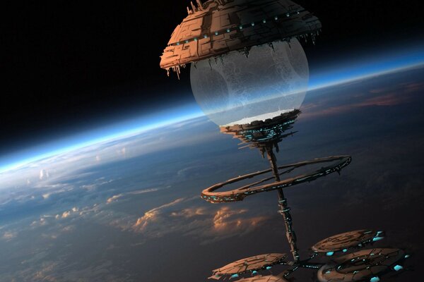 Estación arte planeta esfera nave