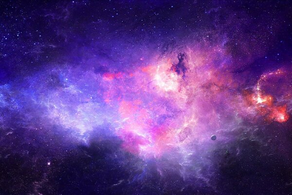 Pink-purple glowing cosmic nebula