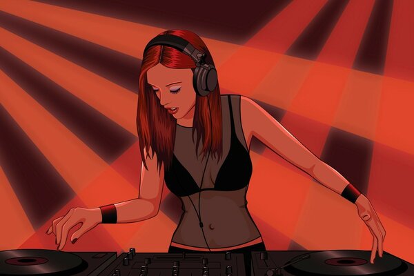 Rossa ragazza DJ