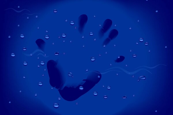 Handprint su sfondo blu