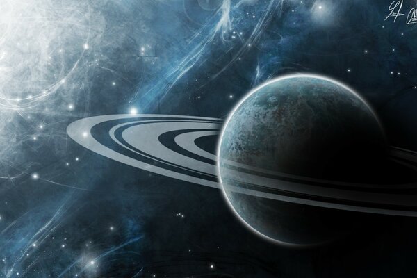 Планета Сатурн во бесконечной вселенной
