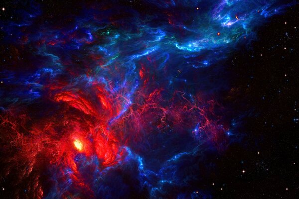 El elemento del universo en el Cosmos rojo azul