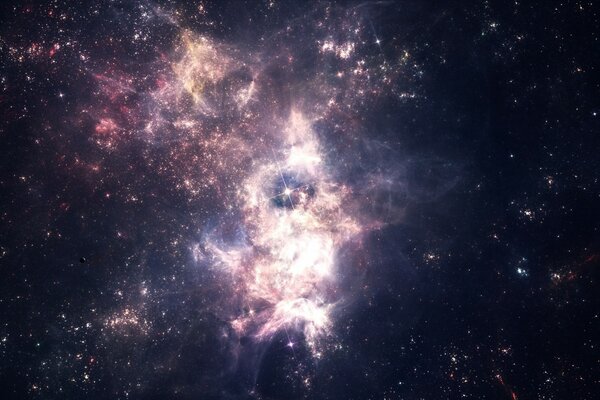 A star cluster in a nebula in space