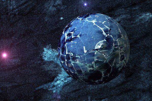 A non-celestial planet in space. 3d art