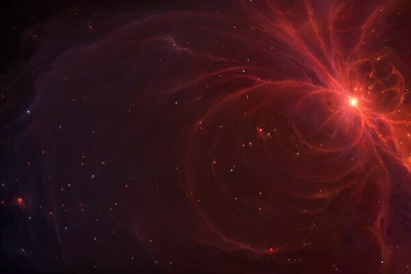 Una stella in un cerchio il cui ciuffo di energia nella nebulosa