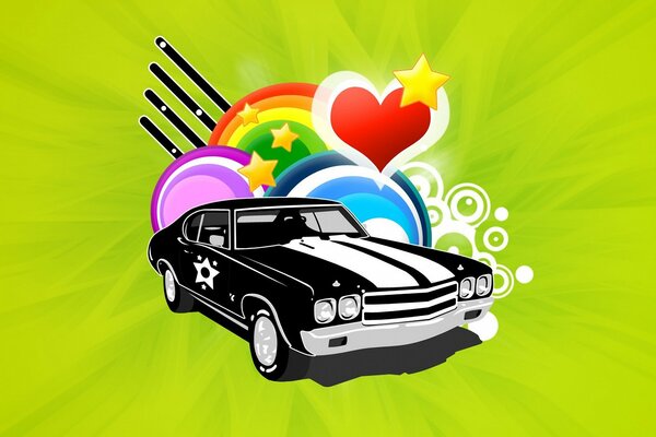 Auto nera con cuore