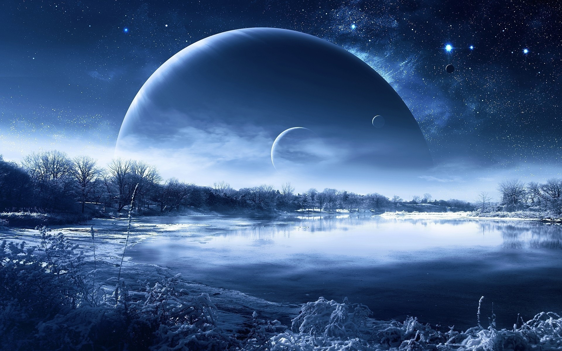 planet night fantastic landscape nature