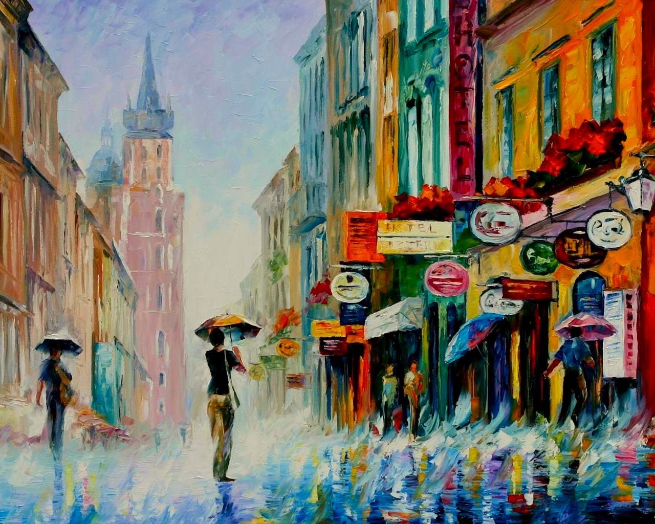 pintura aceite lluvia señalización