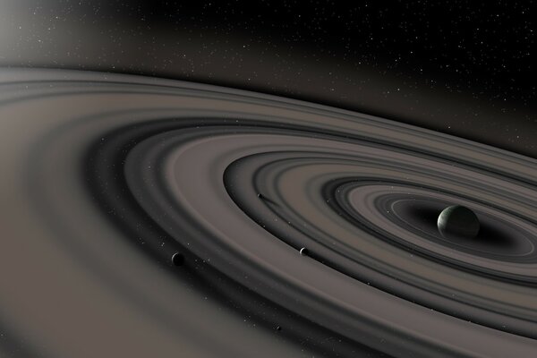 Saturn is a cosmic image in a gray tone