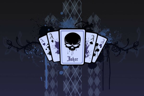 Joker card on a blue background