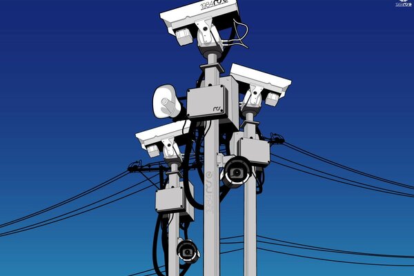 Video surveillance cameras of different directions