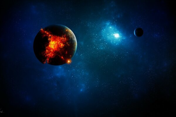 Two planets in deep space