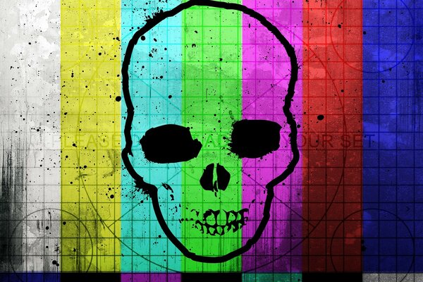 A skull on a multicolored background