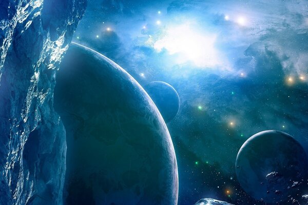 A beautiful picture depicting space and planets