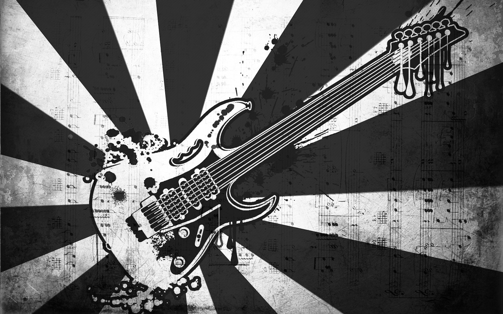 guitars music notes vector black and white