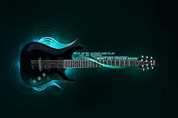 Musikalische blaue Neon-Gitarre