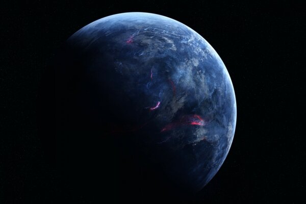 Photo de la moitié de la planète sur fond noir