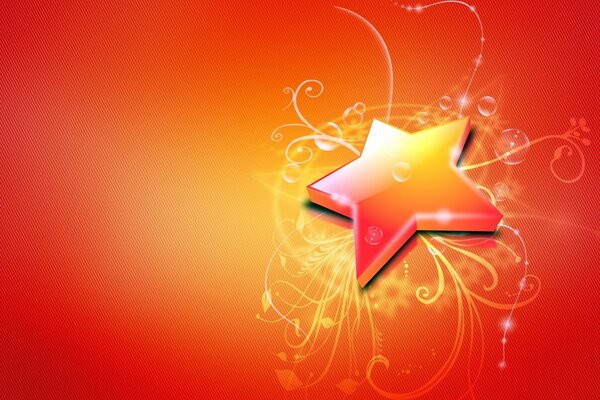 Graphic drawing of a star on a red background