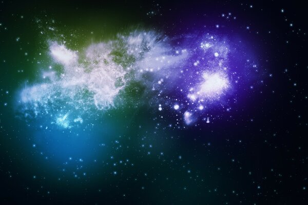 Fioletowe i zielone mgławice. galaktyki w kosmosie