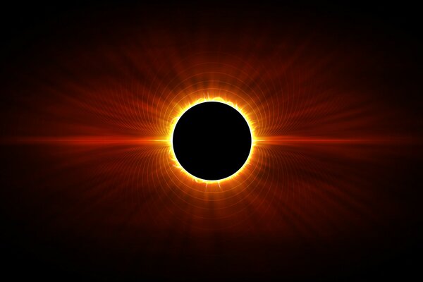 Eine Sonnenfinsternis strahlt ein rotes Licht auf einem schwarzen Hintergrund aus