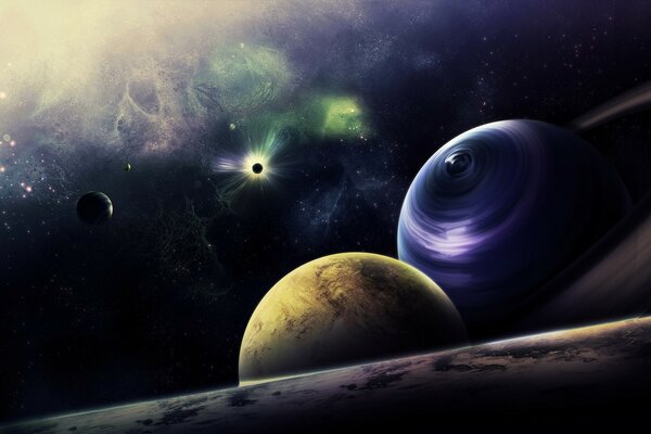 Planetas en el sistema solar del espacio