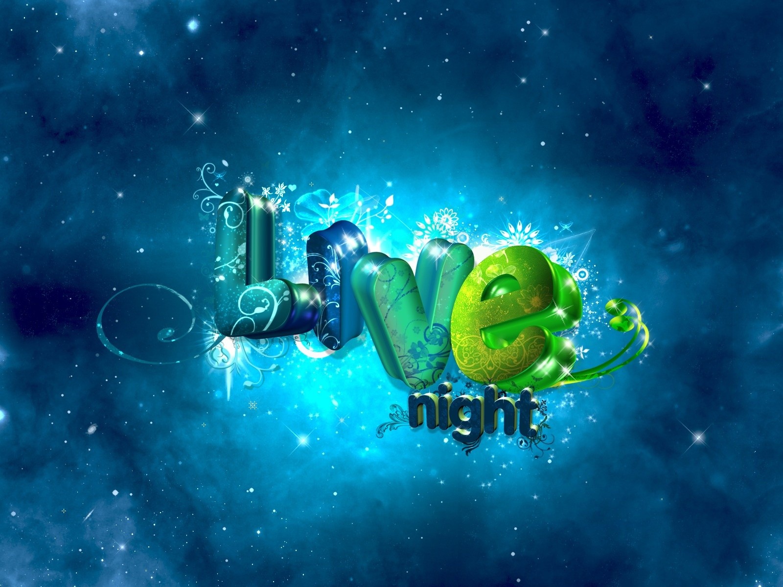 live night letters background inscription