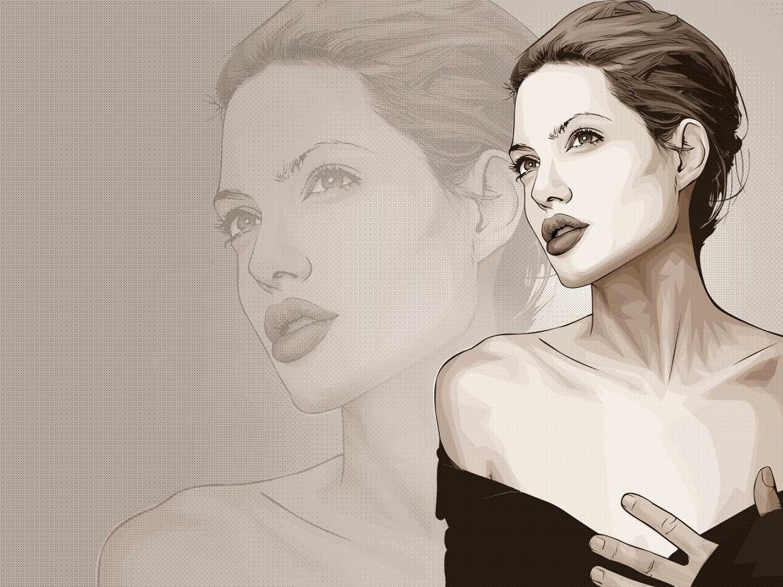 angelina jolie dibujo vector